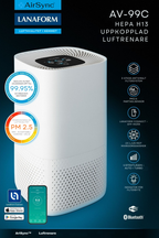 AirSync™ AV-99C – Smart luftrenare med HEPA-filter, luftkvalitetssensor och appstyrning